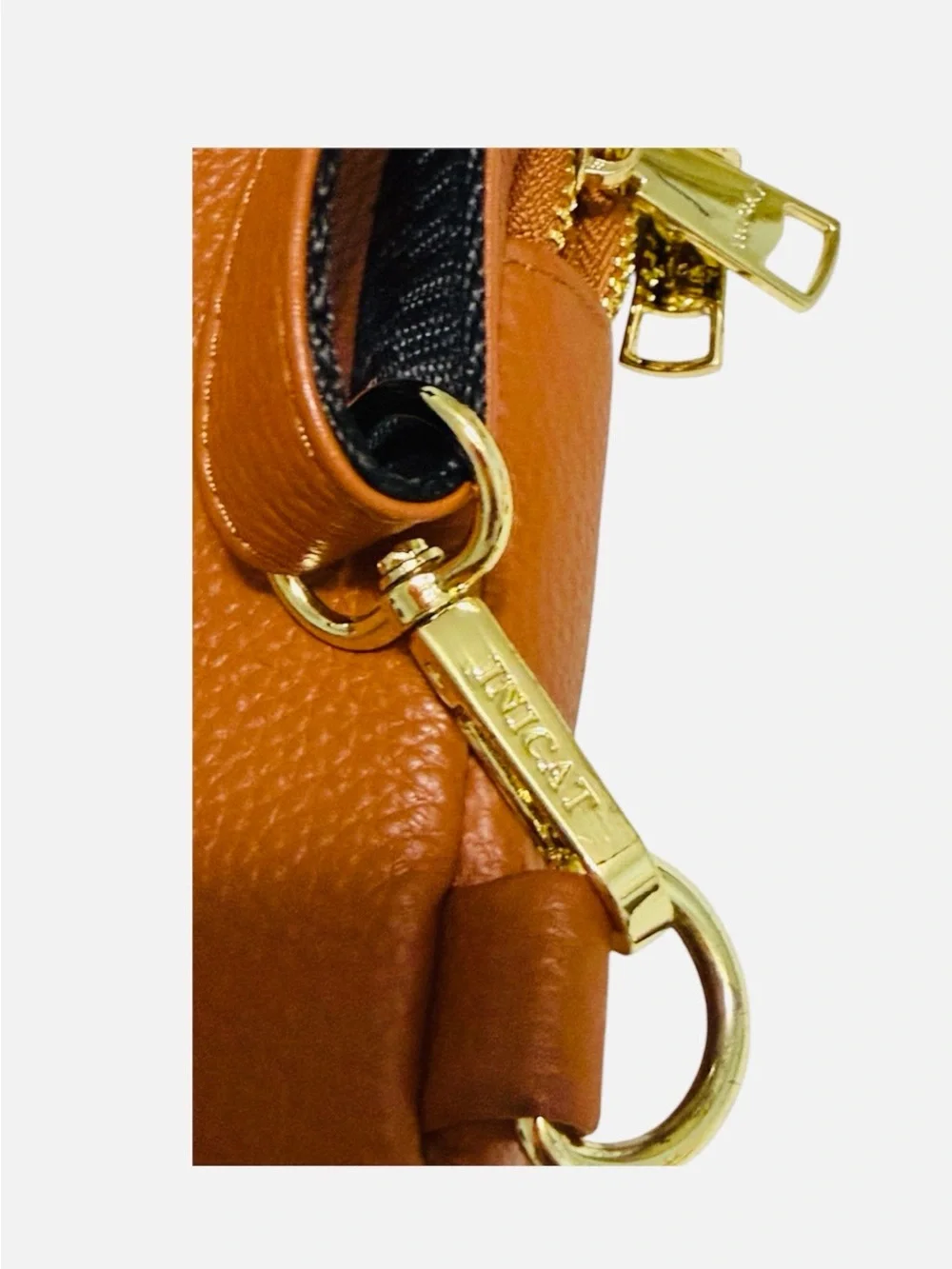 INICAT Un Jour de Chance Tan Pebbled Vegan Leather Crossbody Bag